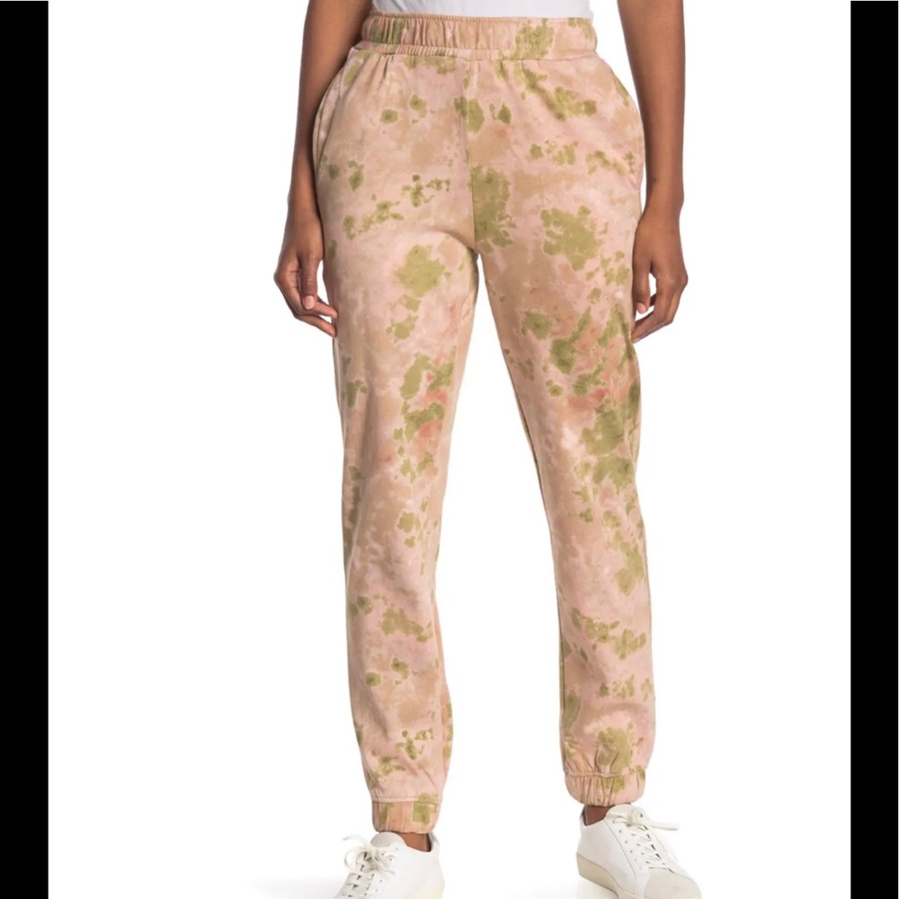 Afrm Tazo Sweatpants In Blush Olive Tie Dye NEW NWT